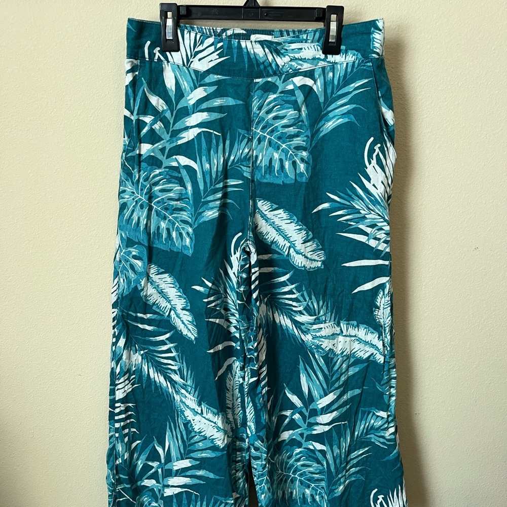 Teal Tropical Print Pants